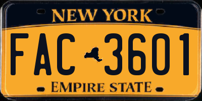 NY license plate FAC3601