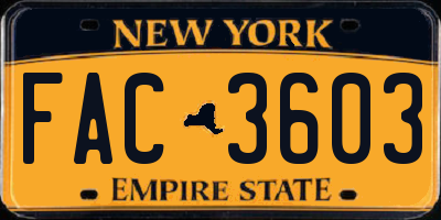 NY license plate FAC3603