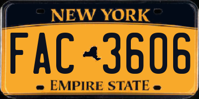 NY license plate FAC3606