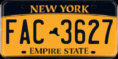 NY license plate FAC3627