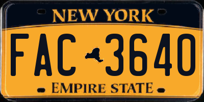 NY license plate FAC3640