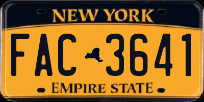 NY license plate FAC3641