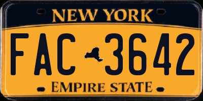 NY license plate FAC3642