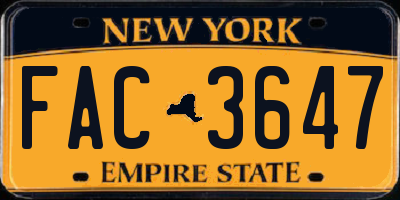 NY license plate FAC3647