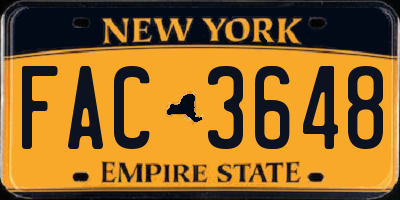 NY license plate FAC3648