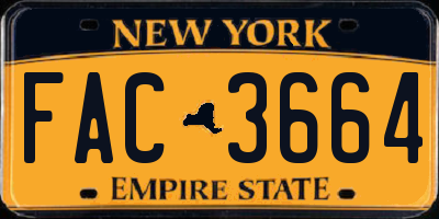 NY license plate FAC3664