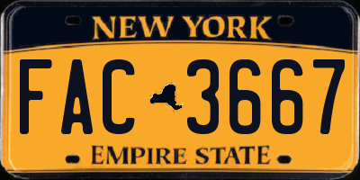 NY license plate FAC3667