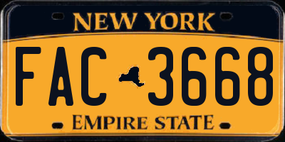 NY license plate FAC3668