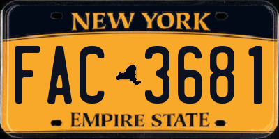 NY license plate FAC3681