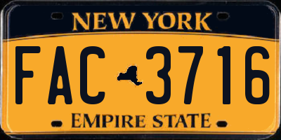 NY license plate FAC3716