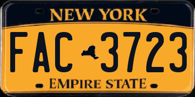 NY license plate FAC3723