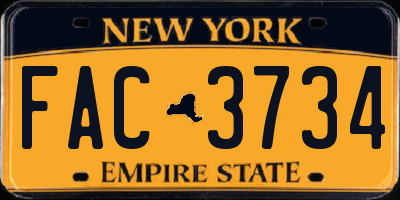 NY license plate FAC3734