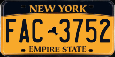 NY license plate FAC3752