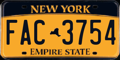 NY license plate FAC3754