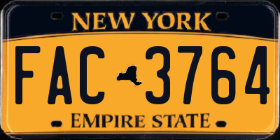 NY license plate FAC3764