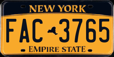 NY license plate FAC3765