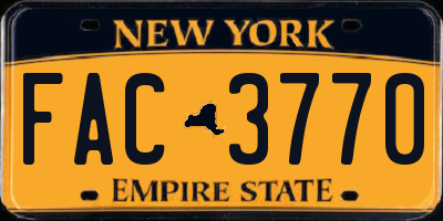 NY license plate FAC3770