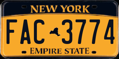 NY license plate FAC3774