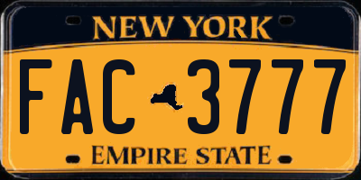 NY license plate FAC3777