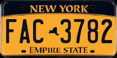 NY license plate FAC3782