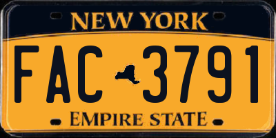 NY license plate FAC3791