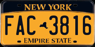 NY license plate FAC3816