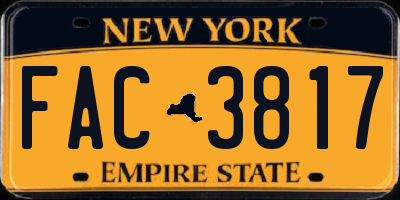 NY license plate FAC3817