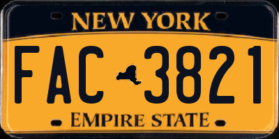 NY license plate FAC3821
