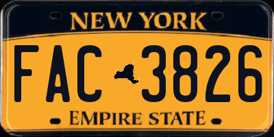 NY license plate FAC3826