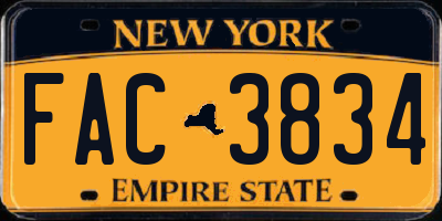 NY license plate FAC3834