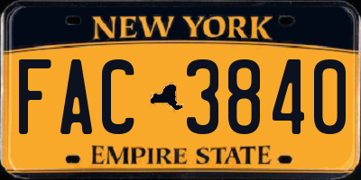 NY license plate FAC3840
