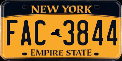 NY license plate FAC3844