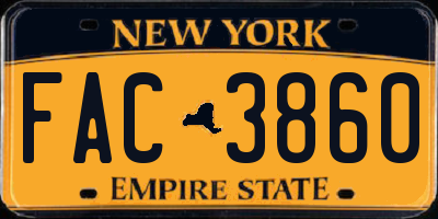 NY license plate FAC3860