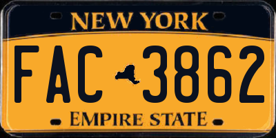 NY license plate FAC3862