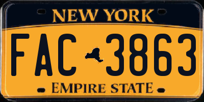 NY license plate FAC3863