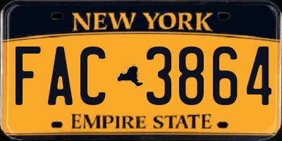 NY license plate FAC3864