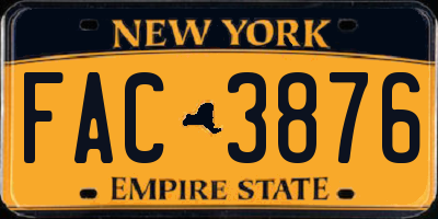 NY license plate FAC3876