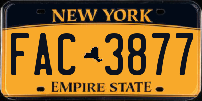 NY license plate FAC3877