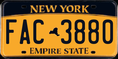 NY license plate FAC3880