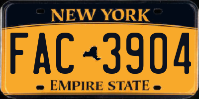 NY license plate FAC3904