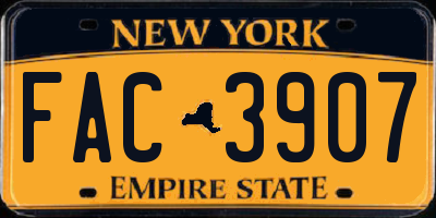 NY license plate FAC3907