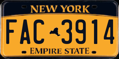 NY license plate FAC3914