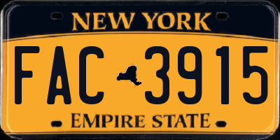 NY license plate FAC3915