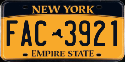 NY license plate FAC3921