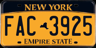 NY license plate FAC3925