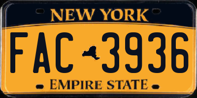 NY license plate FAC3936