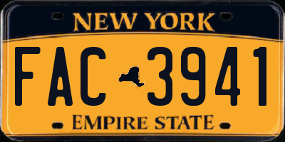 NY license plate FAC3941