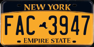 NY license plate FAC3947