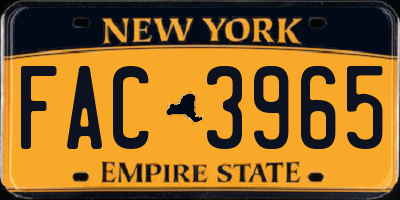 NY license plate FAC3965