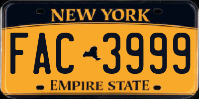 NY license plate FAC3999